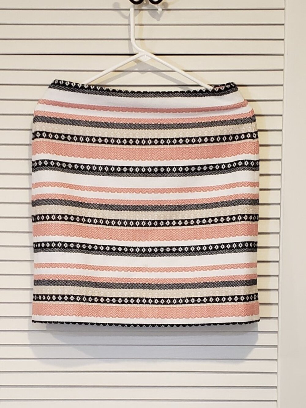 Loft Women's Costa Jacquard woven striped multi color Pencil mini skirt Size 4